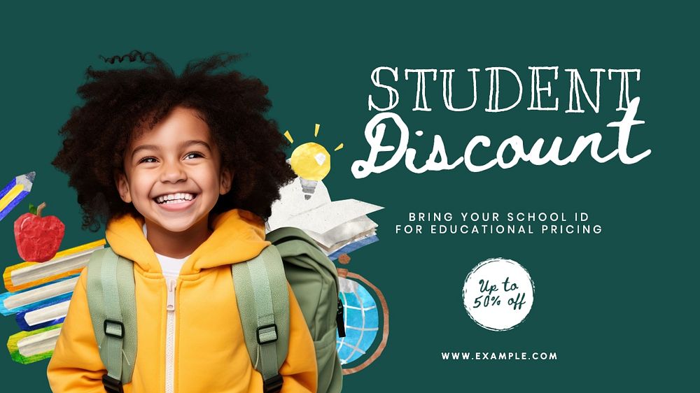 Student discount blog banner template, editable text