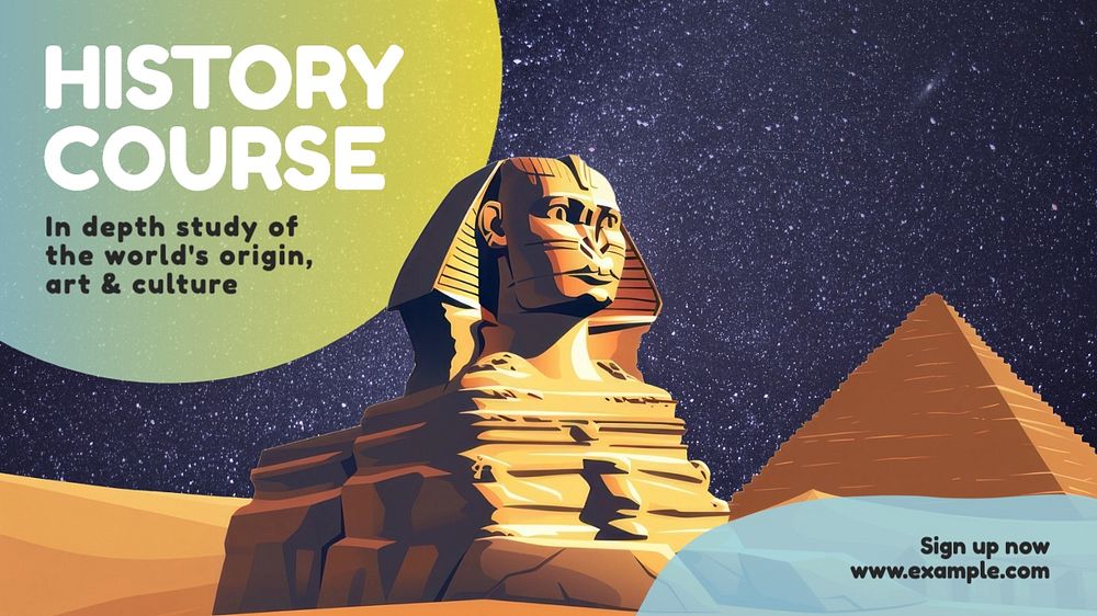 History course blog banner template, editable text