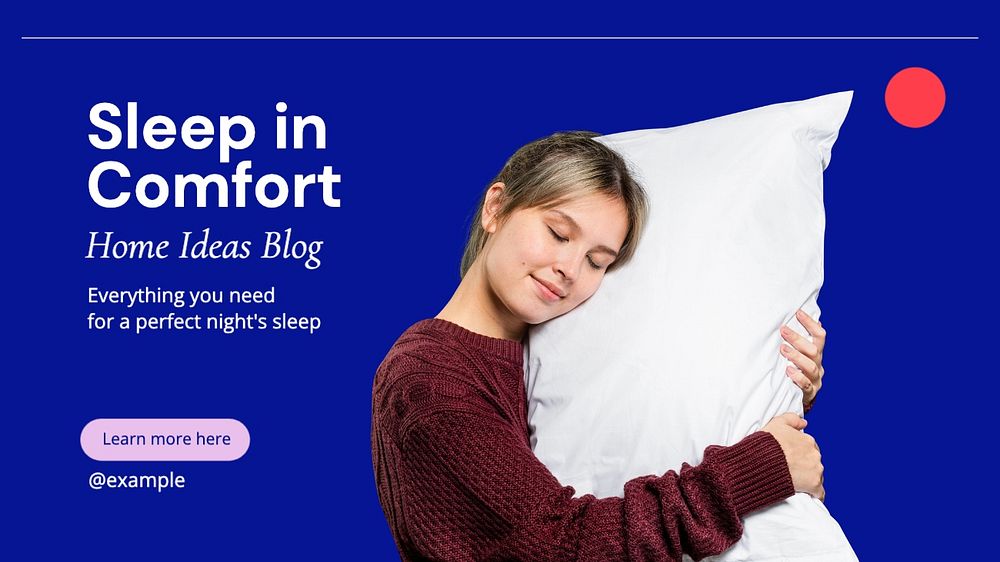 Sleep in comfort blog banner template, editable text