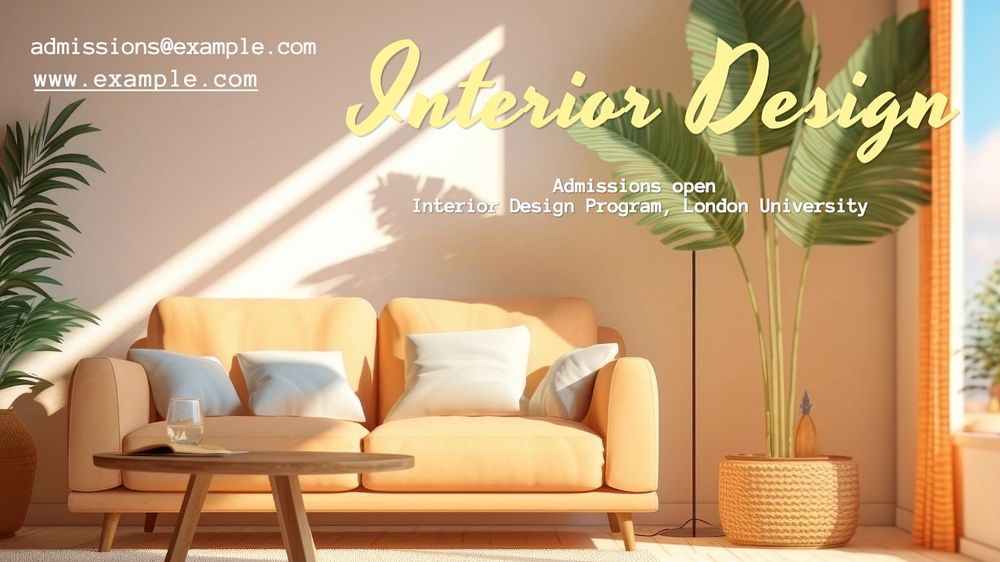 Interior design blog banner template, editable text