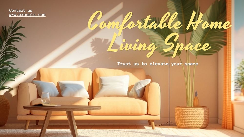 Living room design blog banner template, editable text