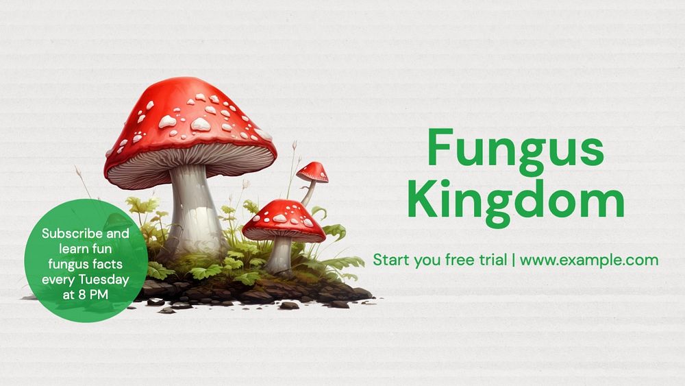 Fungus kingdom blog banner template, editable text