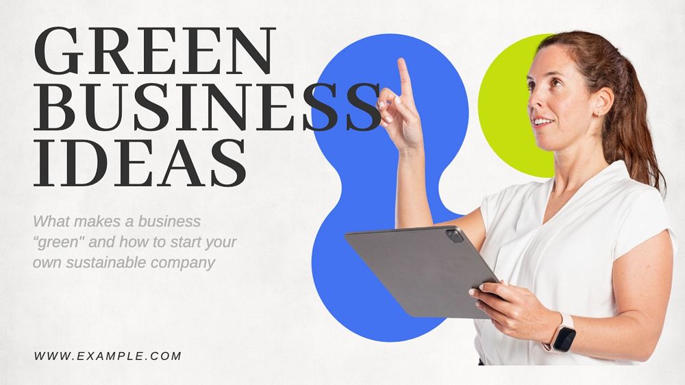 Green business blog banner template, editable text