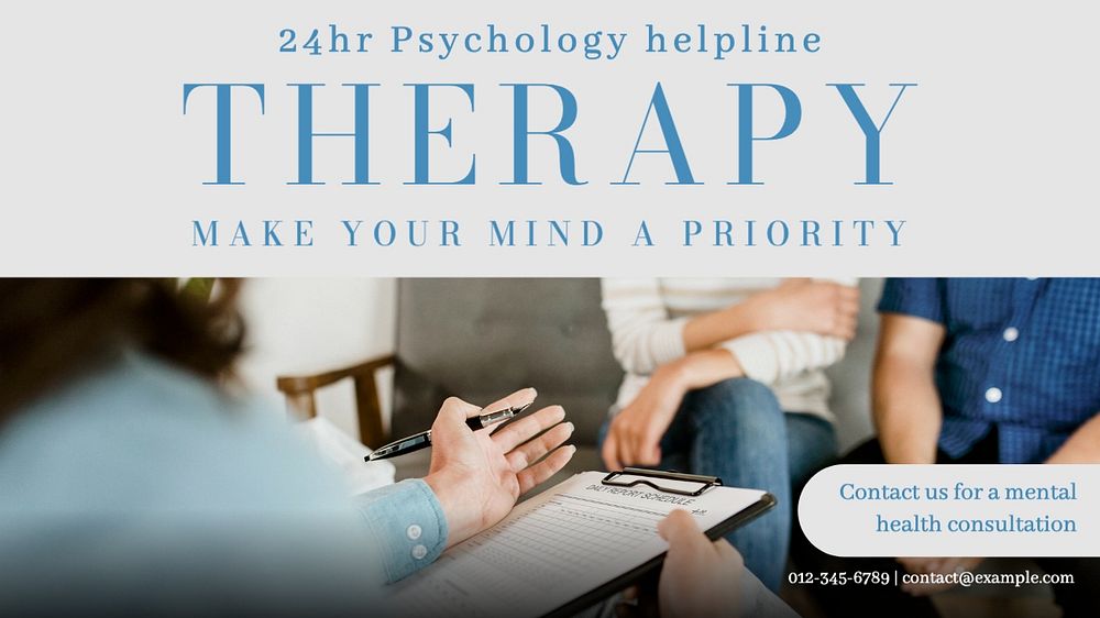 Therapy blog banner template, editable text