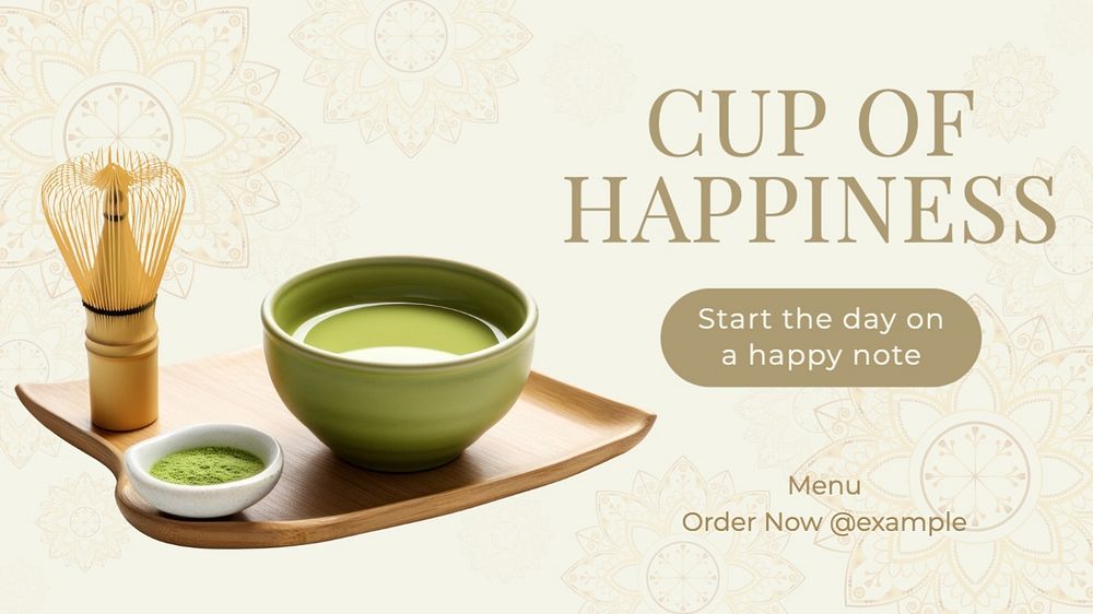 Cup of happiness blog banner template, editable text