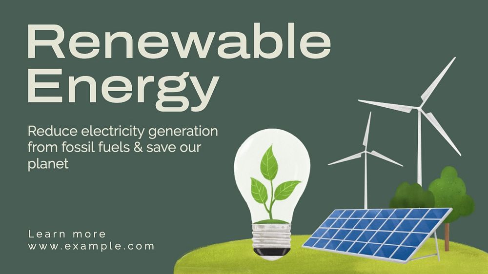 Renewable energy blog banner template, editable text