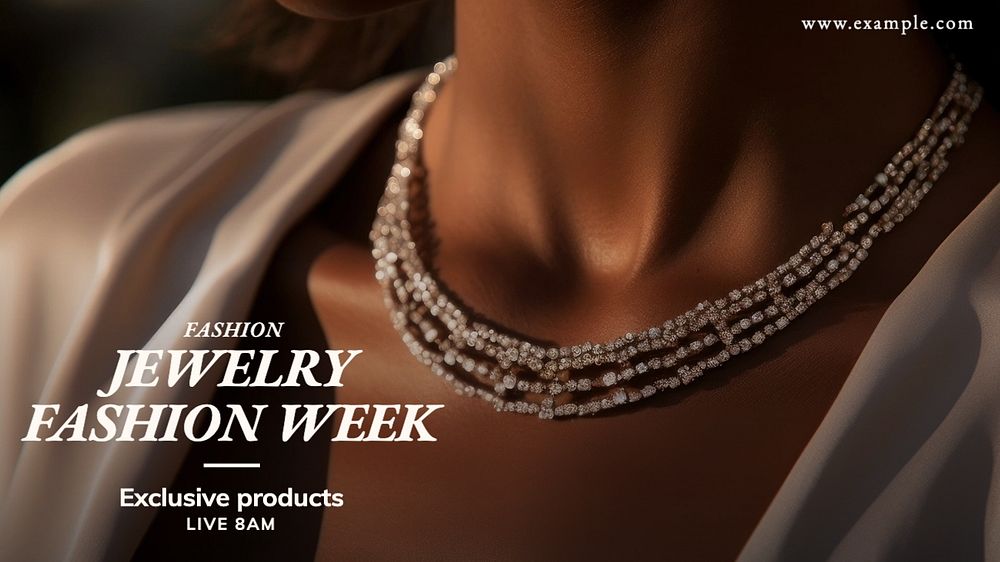 Jewelry fashion week blog banner template, editable text