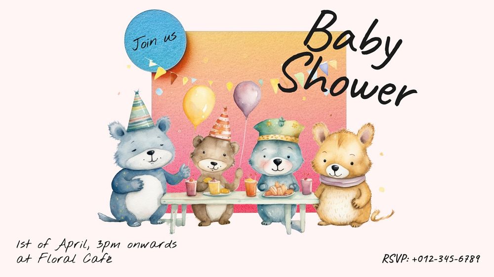 Baby shower blog banner template, editable text