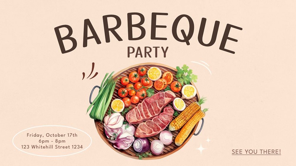 Barbeque party blog banner template, editable text