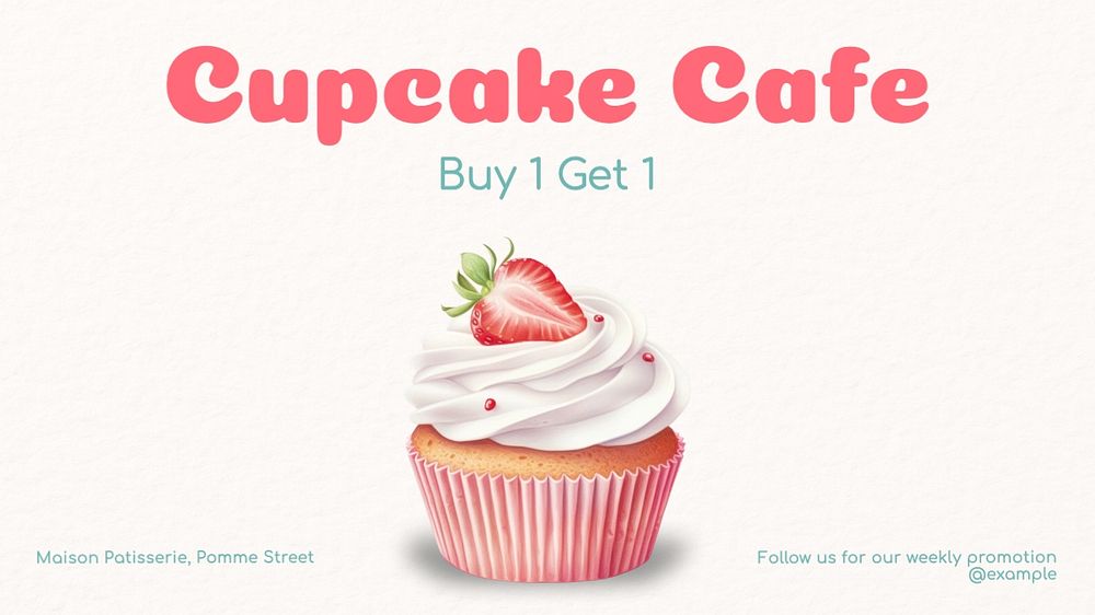 Cupcake cafe blog banner template, editable text