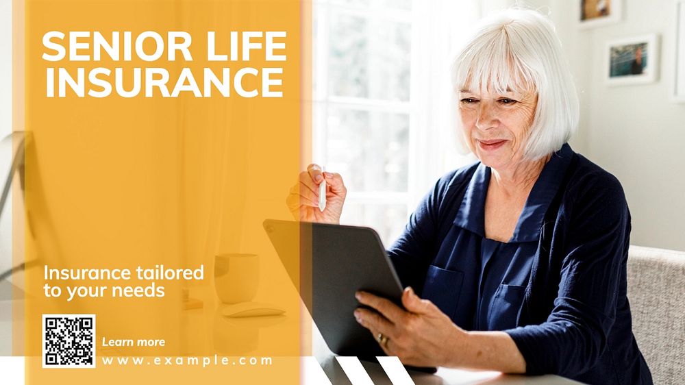 Senior insurance blog banner template, editable text