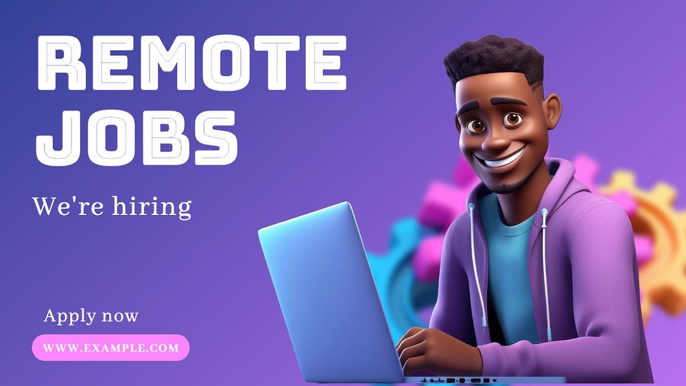 Remote jobs blog banner template, editable text