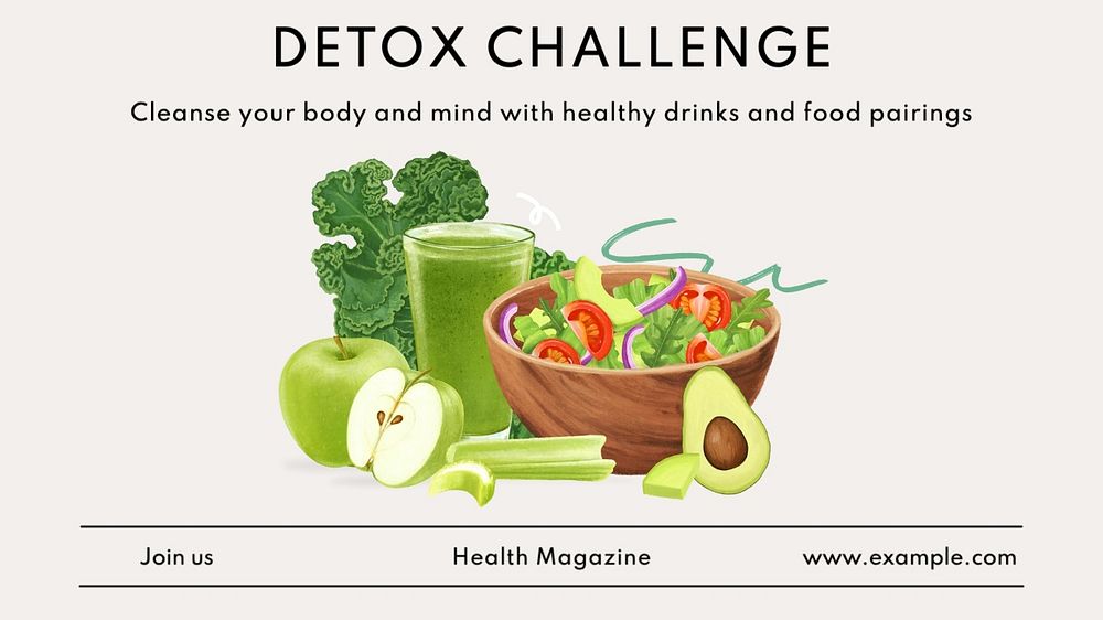 Detox challenge blog banner template, editable text