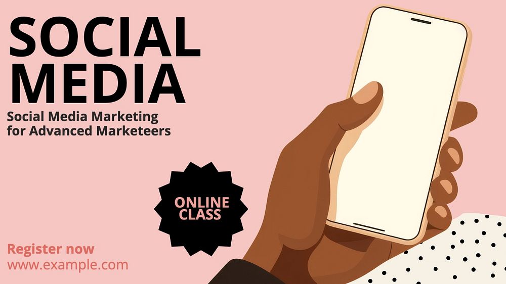 Social media course blog banner template, editable text