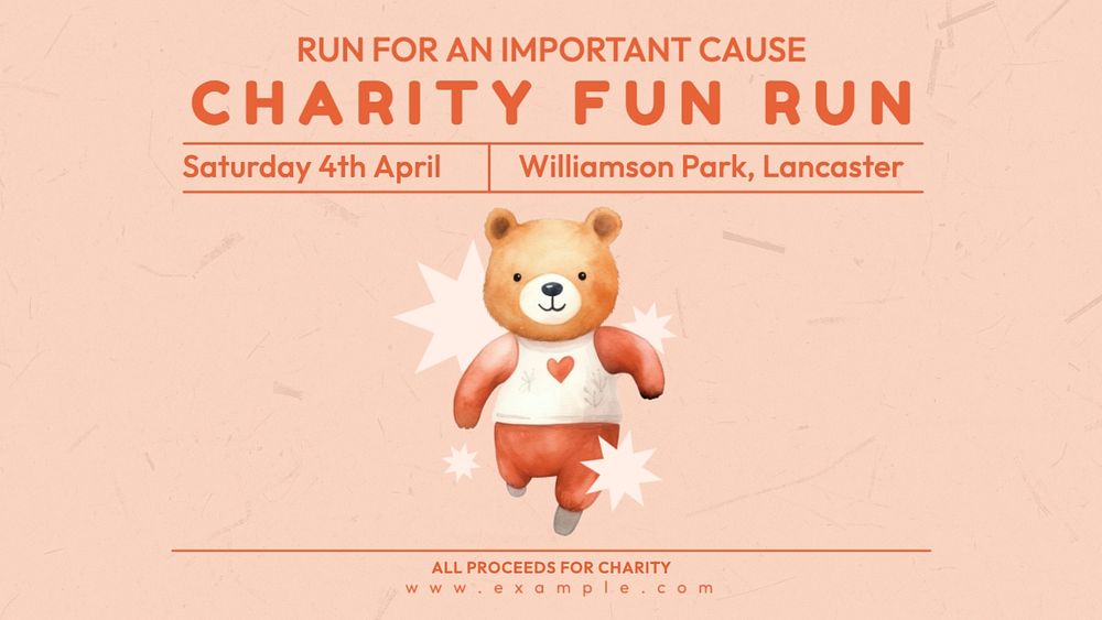 Charity run poster blog banner template, editable text