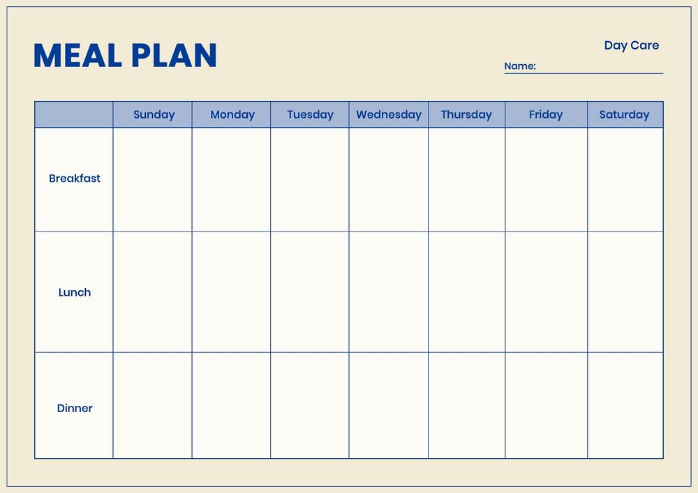 Meal planner template