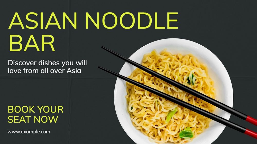 Asian noodle bar blog banner template, editable text