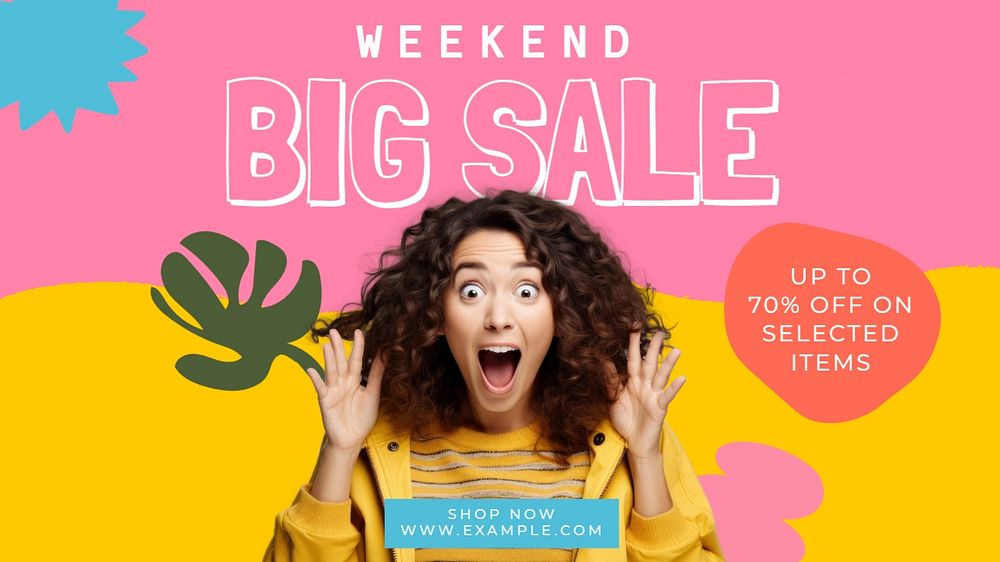 Weekend big sale blog banner template, editable text