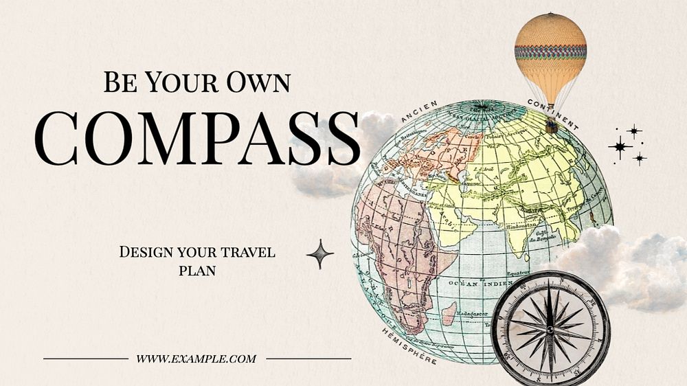 Travel plan blog banner template, editable text