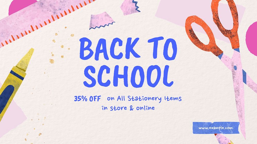 Stationery sale blog banner template, editable text