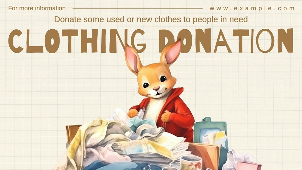 Clothing donation blog banner template, editable text