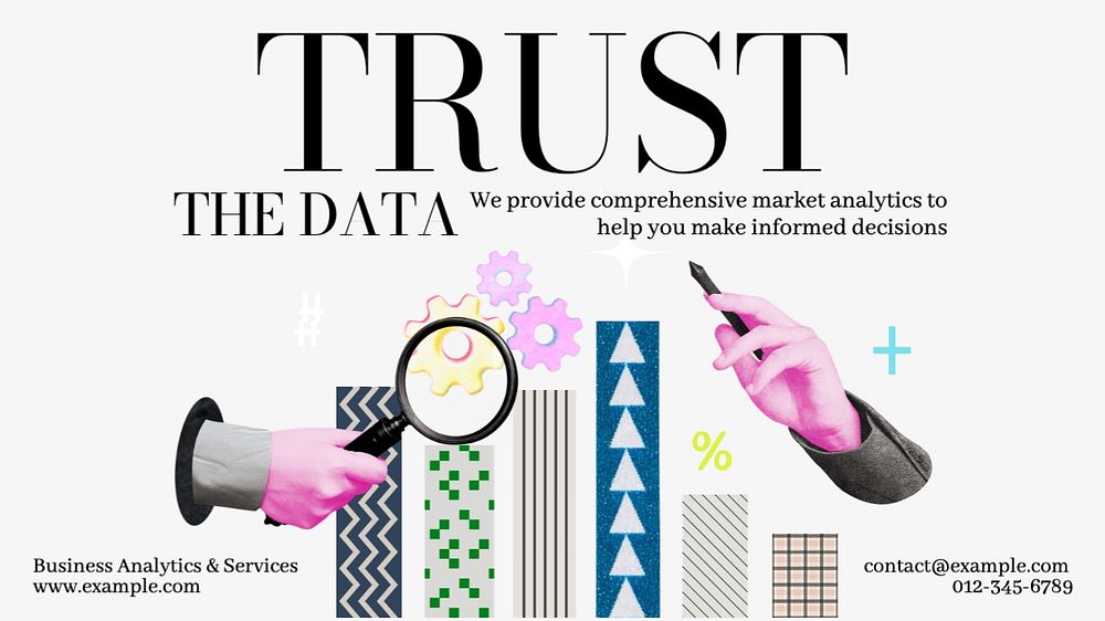 Trust the data blog banner template, editable text