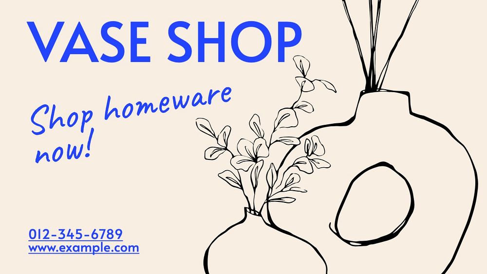 Vase & homeware blog banner template, editable text