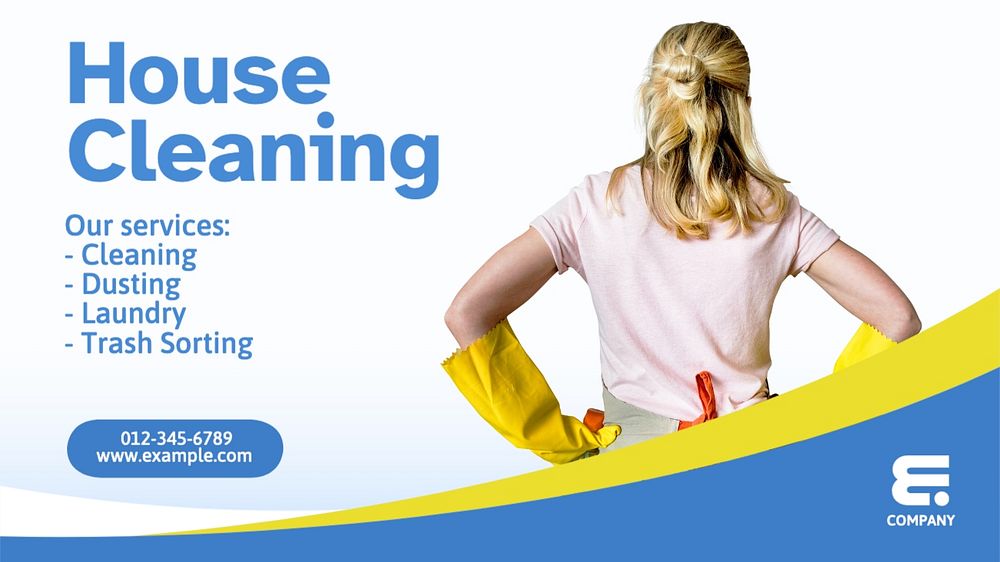 Cleaning service blog banner template, editable text