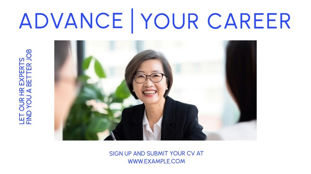 Advance your career blog banner template, editable text