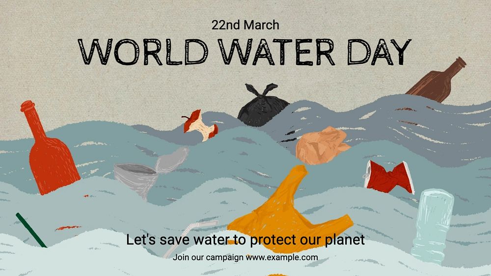 World water day blog banner template, editable text