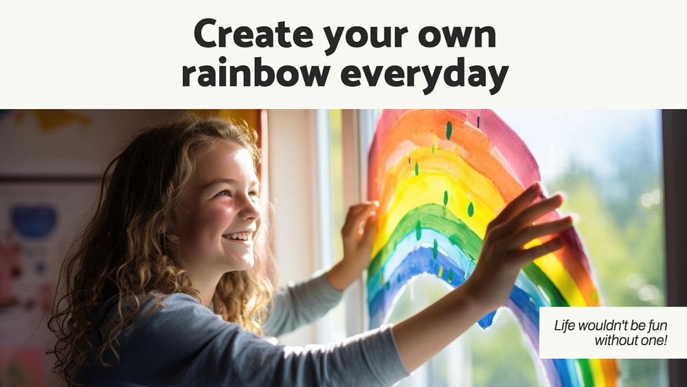 Rainbow quote blog banner template, editable text