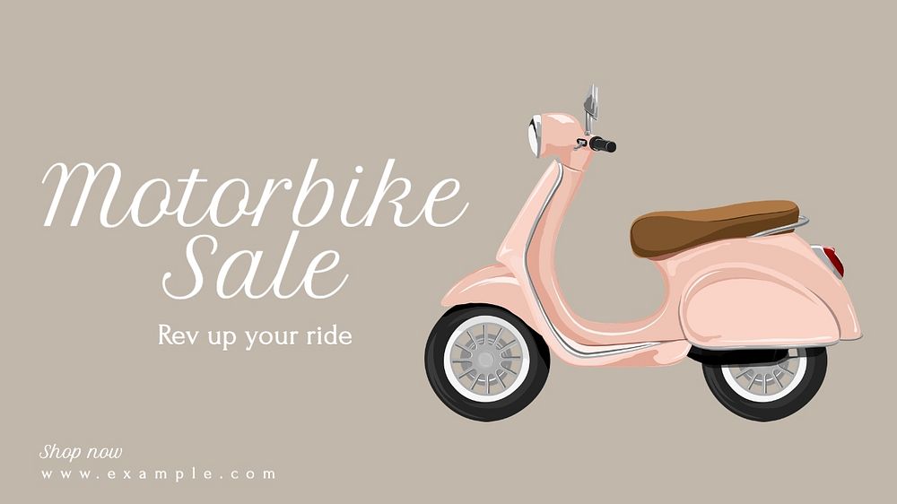 Motorbike sale blog banner template, editable text