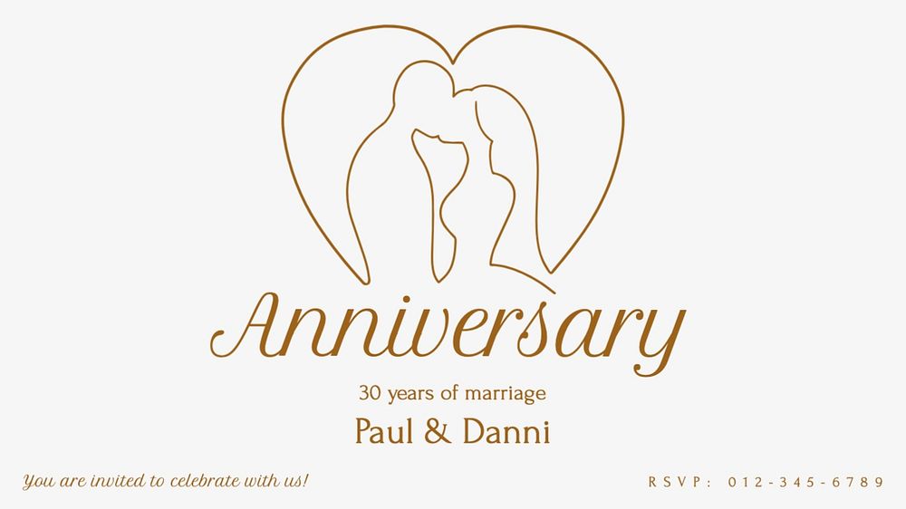 Marriage anniversary blog banner template, editable text