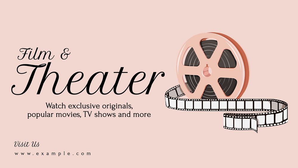 Film & theater blog banner template, editable text