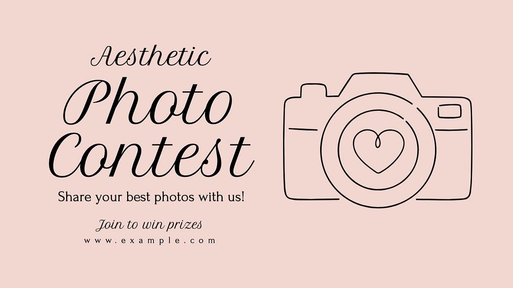 Aesthetic photo contest blog banner template, editable text