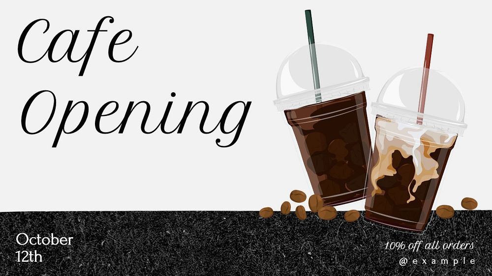 Cafe opening blog banner template, editable text