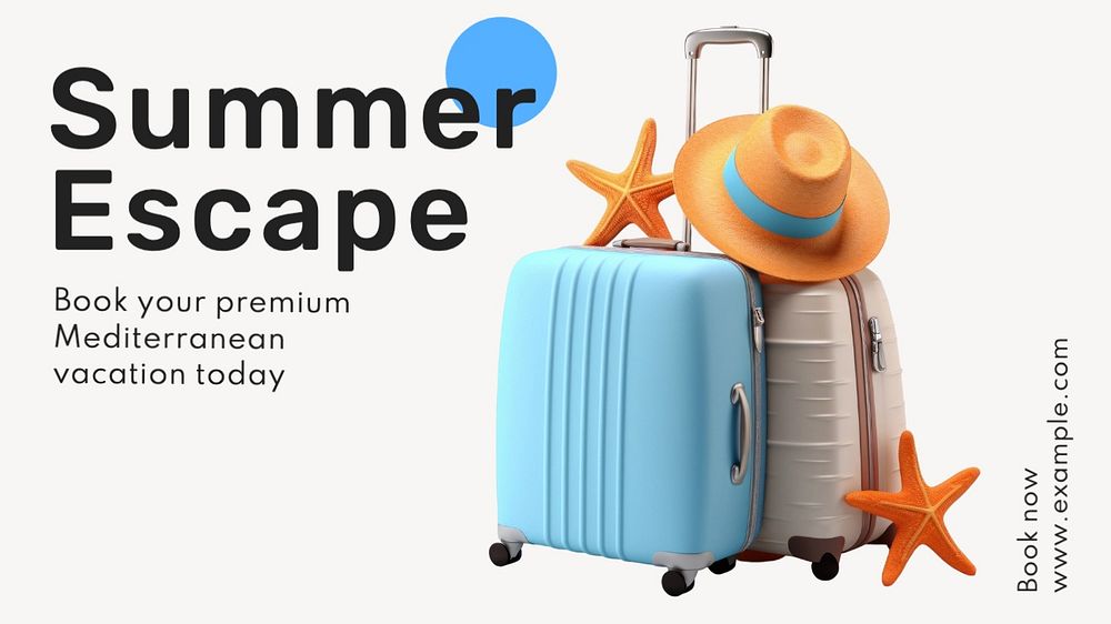 Summer escape blog banner template, editable text