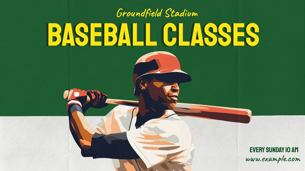 Baseball classes blog banner template, editable text