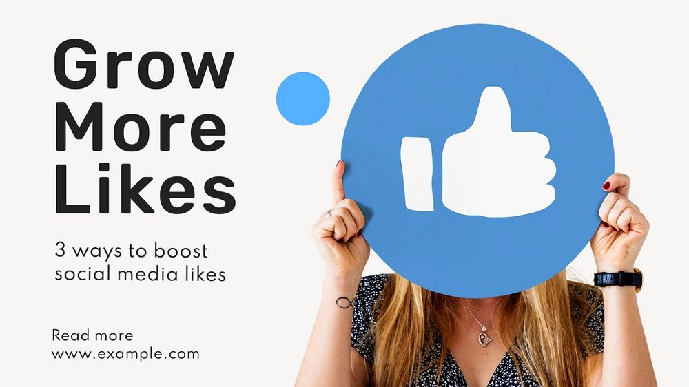 Grow more likes blog banner template, editable text