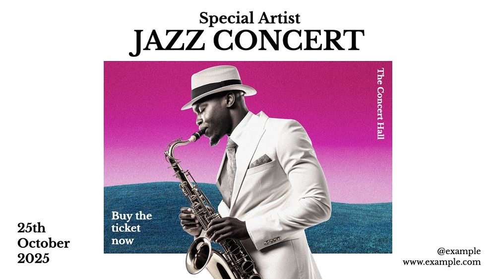 Jazz concert blog banner template, editable text