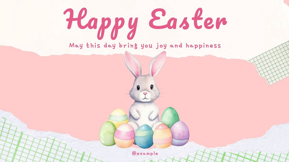 Happy Easter blog banner template, editable text