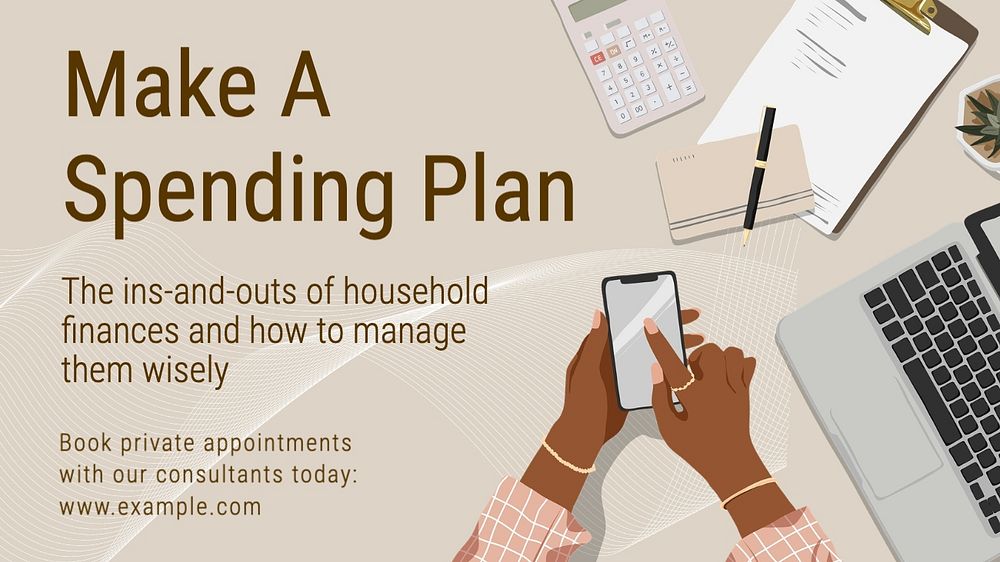 Spending plan blog banner template, editable text