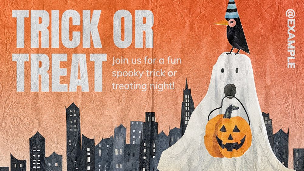 Trick or treat blog banner template, editable text