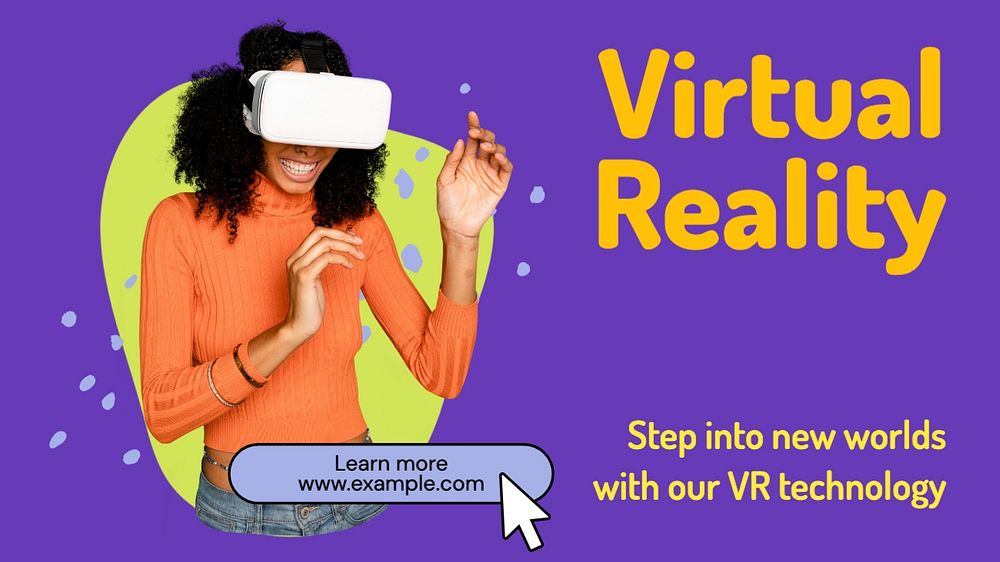 Virtual reality blog banner template, editable text