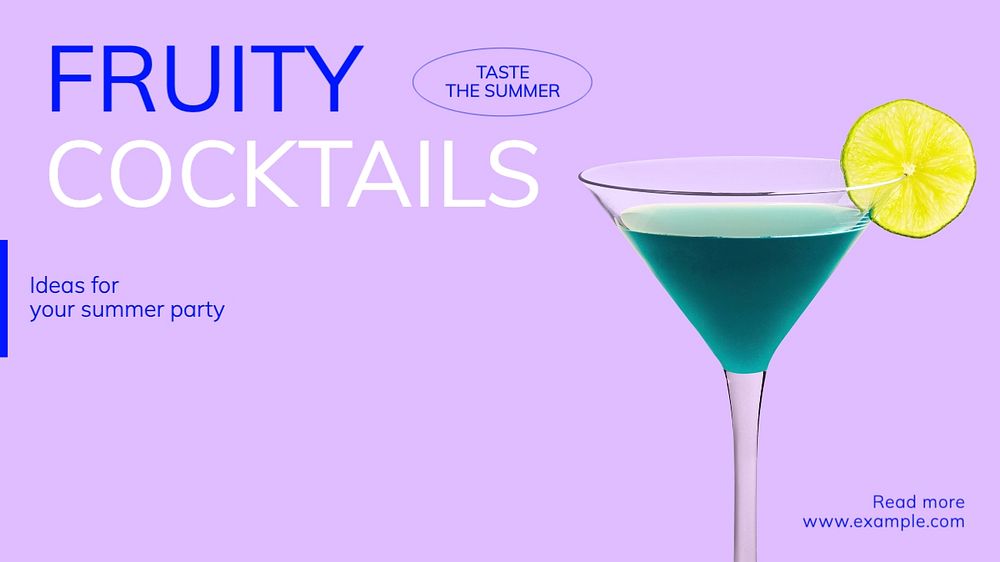 Fruity cocktails blog banner template, editable text