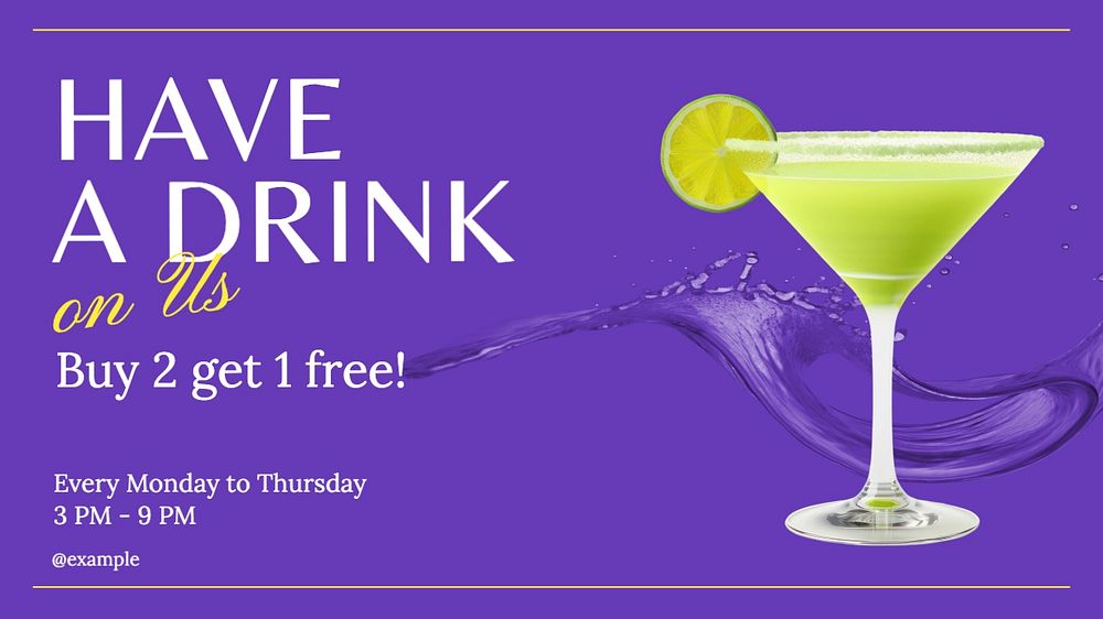 Have a drink on us blog banner template