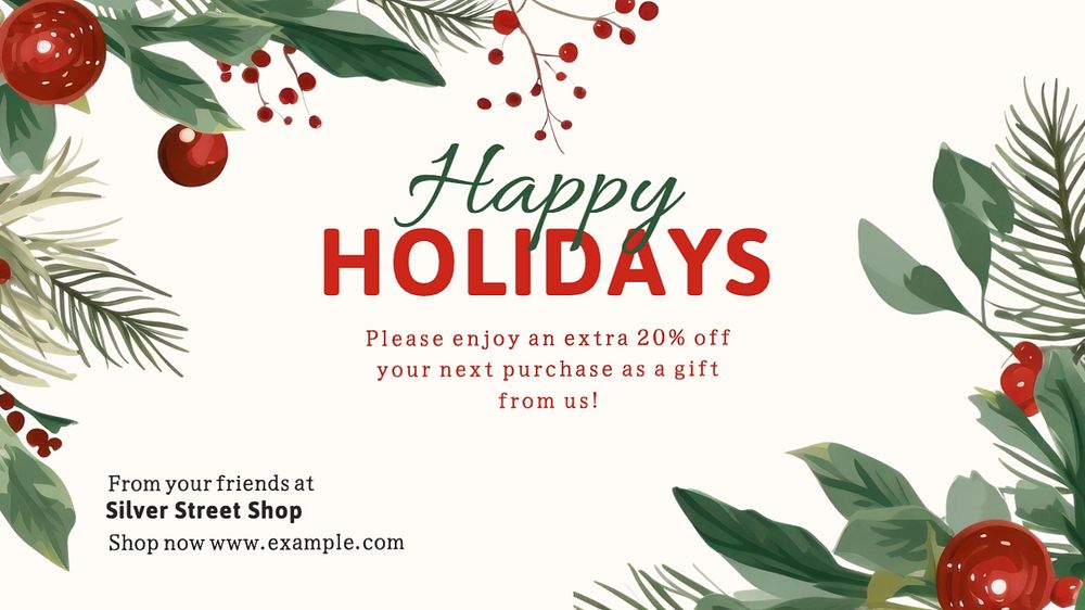 Happy holidays blog banner template