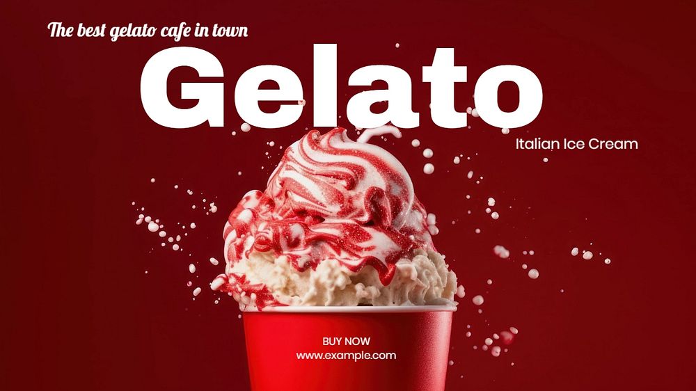 Gelato ice cream blog banner template, editable text