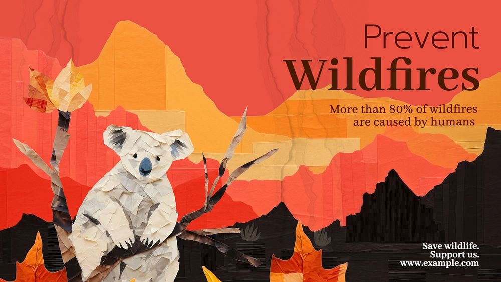 Forest fire blog banner template, editable text