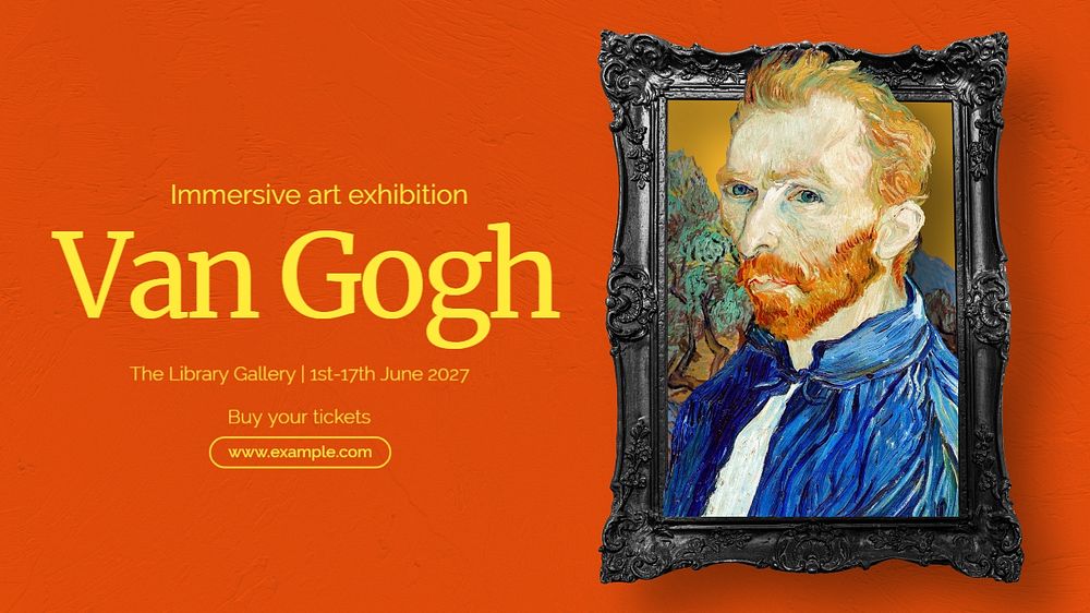 Van Gogh exhibition blog banner template, editable text